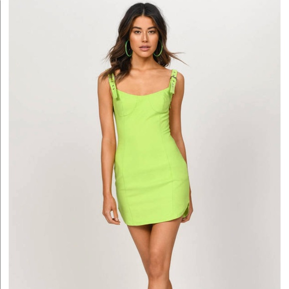 Tobi Dresses & Skirts - Kiki Green Buckle Strap Bodycon Dress